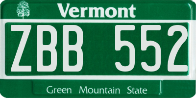 VT license plate ZBB552