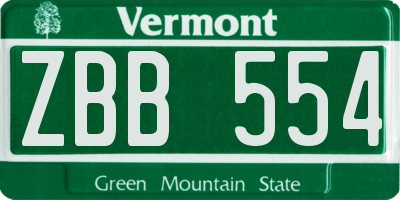 VT license plate ZBB554