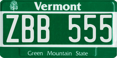 VT license plate ZBB555