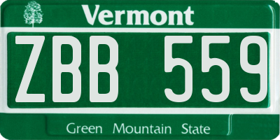 VT license plate ZBB559