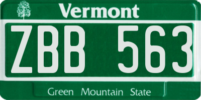VT license plate ZBB563