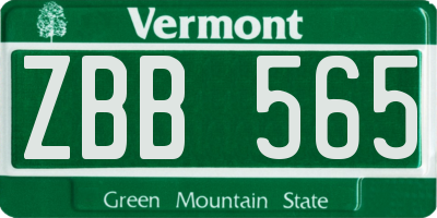 VT license plate ZBB565