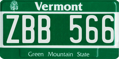 VT license plate ZBB566