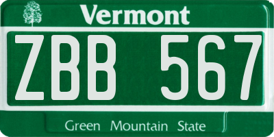 VT license plate ZBB567