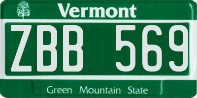 VT license plate ZBB569