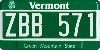 VT license plate ZBB571