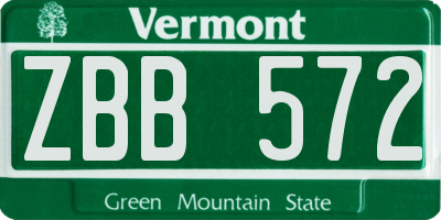 VT license plate ZBB572