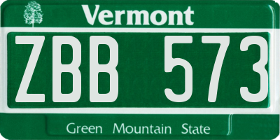 VT license plate ZBB573