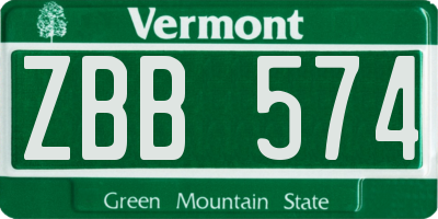 VT license plate ZBB574