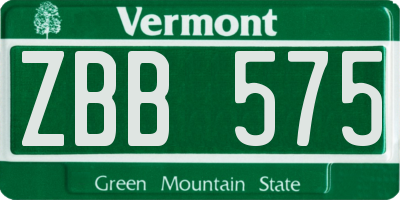 VT license plate ZBB575