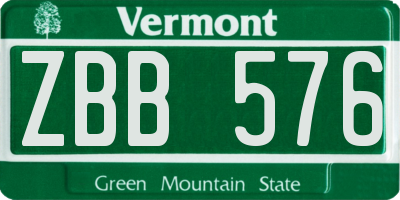 VT license plate ZBB576