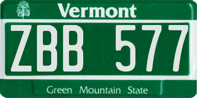 VT license plate ZBB577