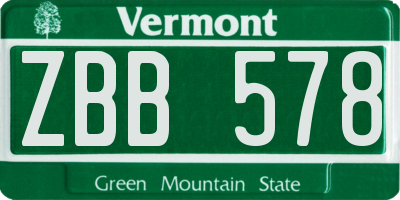 VT license plate ZBB578