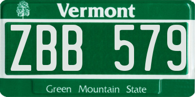 VT license plate ZBB579