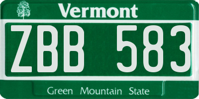 VT license plate ZBB583