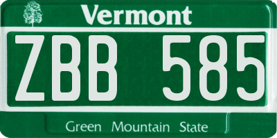 VT license plate ZBB585
