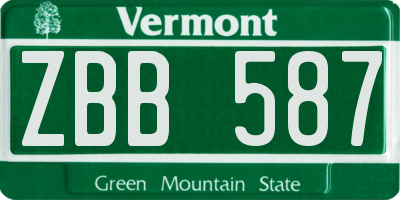 VT license plate ZBB587