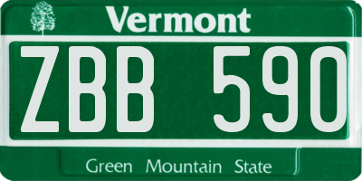 VT license plate ZBB590