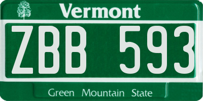 VT license plate ZBB593