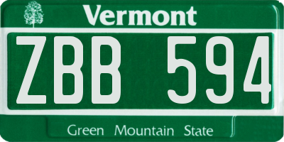 VT license plate ZBB594