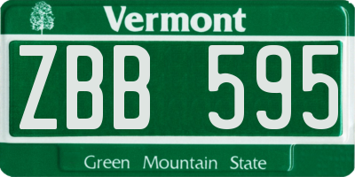 VT license plate ZBB595