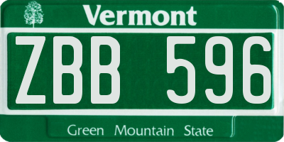 VT license plate ZBB596