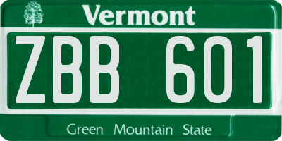 VT license plate ZBB601