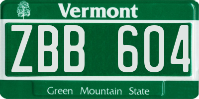 VT license plate ZBB604