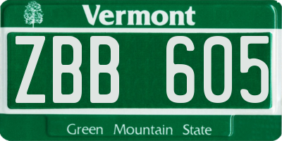 VT license plate ZBB605