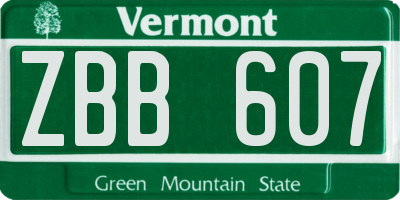 VT license plate ZBB607