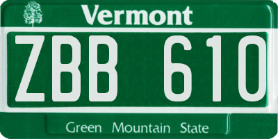 VT license plate ZBB610