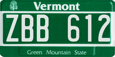 VT license plate ZBB612