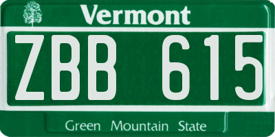 VT license plate ZBB615