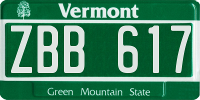 VT license plate ZBB617