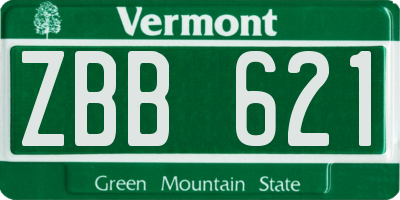 VT license plate ZBB621