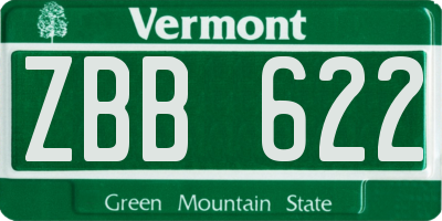 VT license plate ZBB622