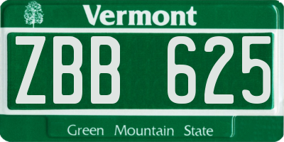 VT license plate ZBB625
