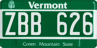 VT license plate ZBB626