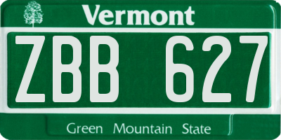 VT license plate ZBB627