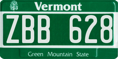 VT license plate ZBB628