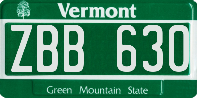 VT license plate ZBB630