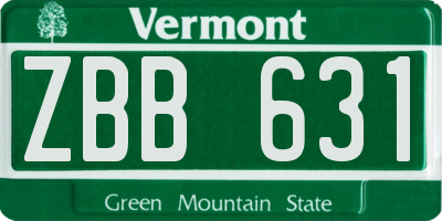 VT license plate ZBB631