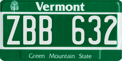VT license plate ZBB632