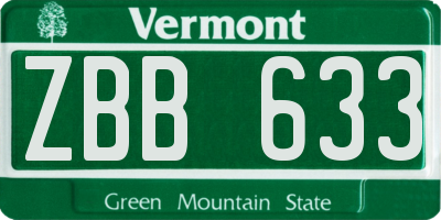 VT license plate ZBB633