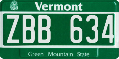 VT license plate ZBB634