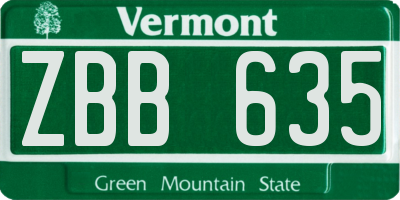 VT license plate ZBB635