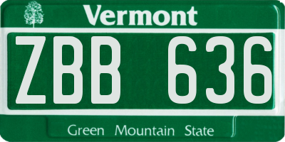 VT license plate ZBB636