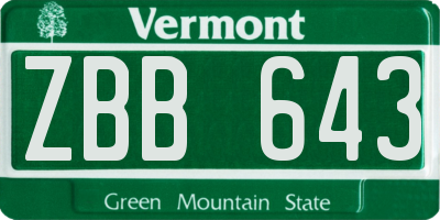 VT license plate ZBB643