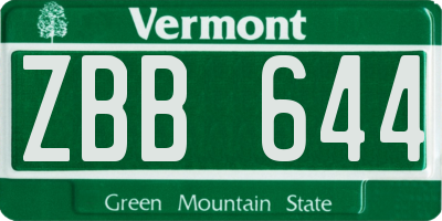 VT license plate ZBB644