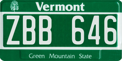 VT license plate ZBB646